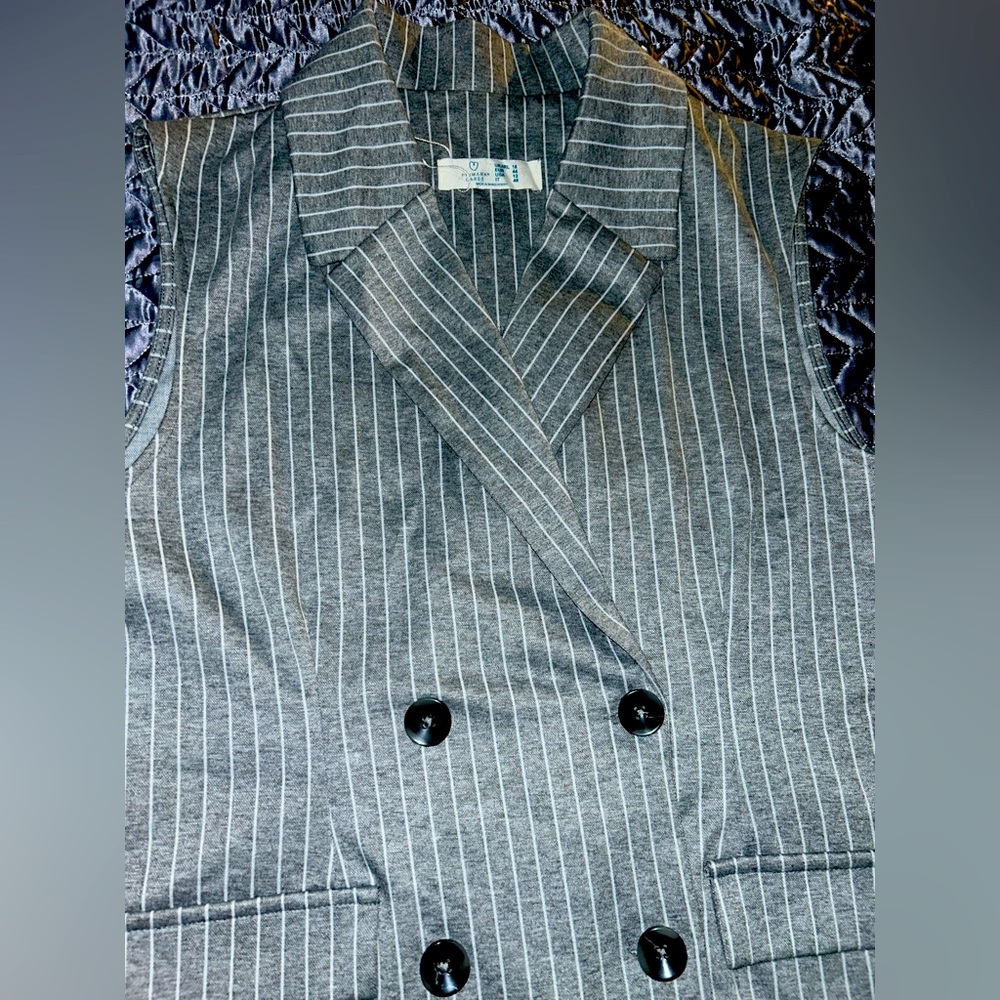 NWOT pinstripe grey vest size 12